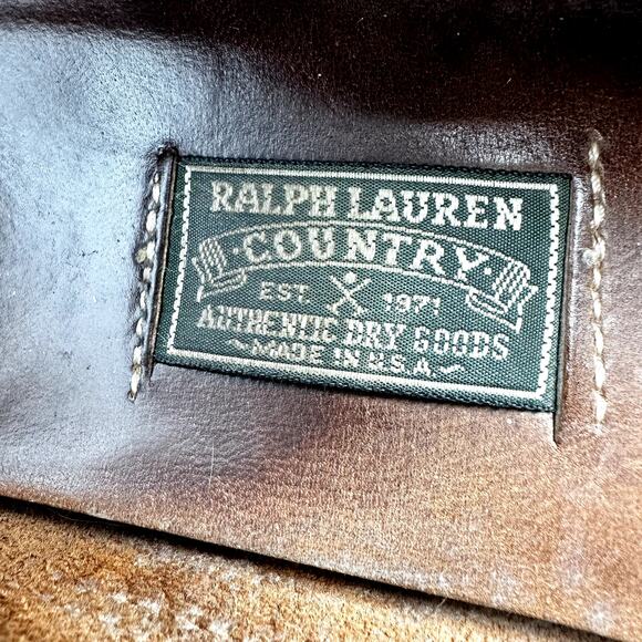 Vintage Ralph Lauren Country Buckle Loafers Slip On Round Toe Heel Suede Brown 9 - Picture 6 of 7